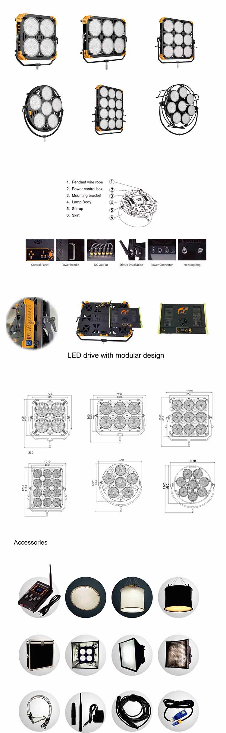 LED broadcast lighting kit