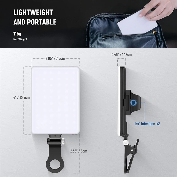 Dual Clip 60LED Rechargeable Light For Phone/Tablet/Laptop Video best