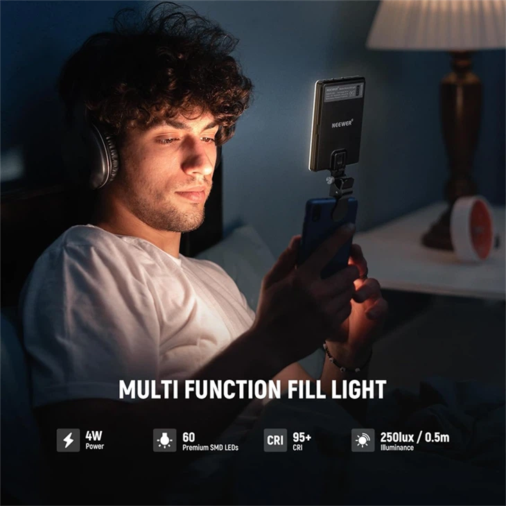 Dual Clip 60LED Rechargeable Light For Phone/Tablet/Laptop Video factory
