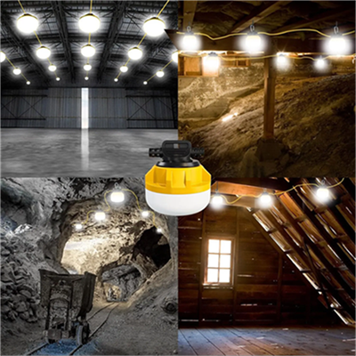 Cadena de luces LED para construcción de 100 pies, 130 W, 16000 lm, grado industrial LED