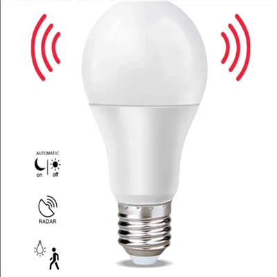 E27 Sensor de radar Ambient PIR Motion 7/12W Lámpara de luz de bombilla de globo LED inteligente