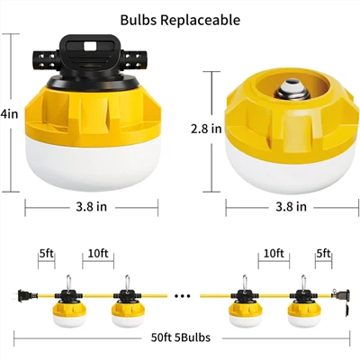 Iluminación temporal industrial conectable impermeable IP65 LED para la construcción