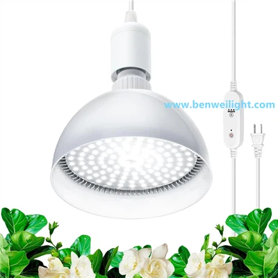 Luz de cultivo colgante para plantas de interior, espectro completo de 25 W, con temporizador y cable de alimentación de 16,4 pies, adecuada para plantar en interiores.