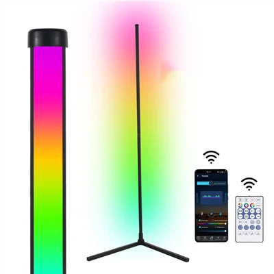 Aplicación de teléfono inteligente o lámpara de esquina remota 140cm que coloca la luz de suelo LED RGB